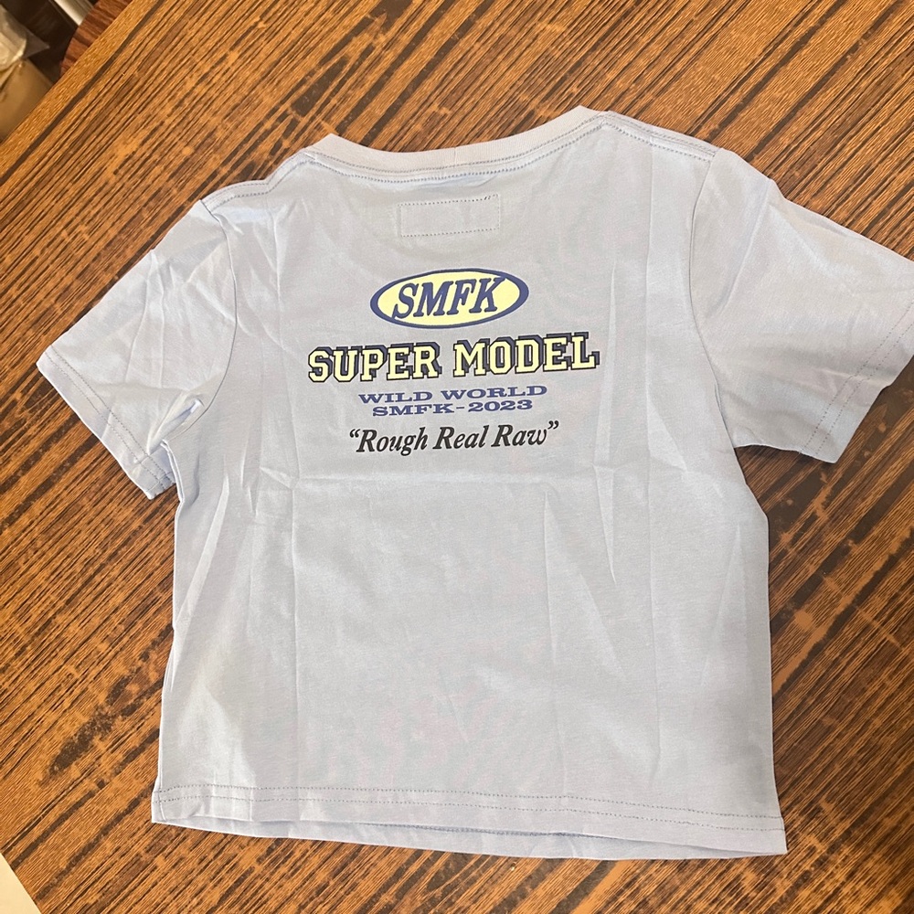 SMFK Women Light Blue Graphic T-Shirt